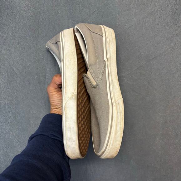 Vans Classic Slip-On Gray Canvas Shoes Men’s 8 Women’s 9.5 Skater Minimalist - Picture 6 of 12